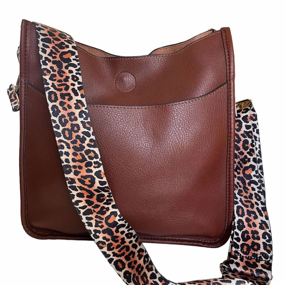 COCO + CARMEN Brown Leather Bag / Tiger Strap/ Bohemian Style